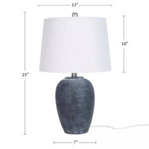 23" Black Unglazed Ceramic Urn Table Lamp - Image 4