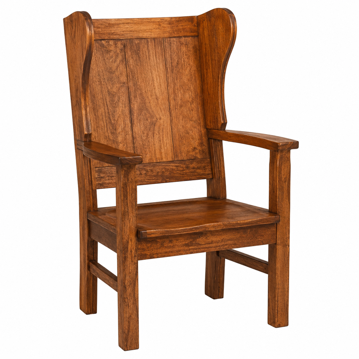 Solid Hickory Wood Wingback Chair with Armrests and Solid Wood Seat, Rustic Amber Finish Chargewave Solid Hickory Wood Wingback Chair with Armrests and Solid Wood Seat, Rustic Amber Finish - Image 1